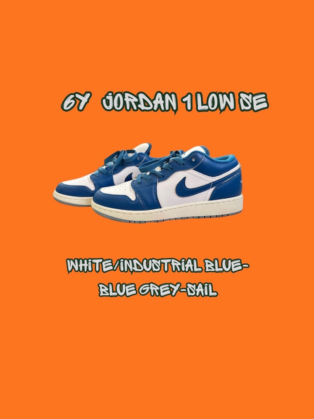 Jordan 1 Low SE Kids Sneakers in White and Blue